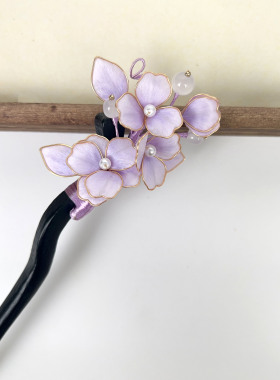 非遗绒花新中式古风发梳温婉气质日常简约旗袍搭配汉服发饰端庄