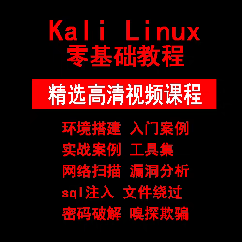 网络工程师web渗透测试Kali Linux网络安全攻防白帽培训教程视频