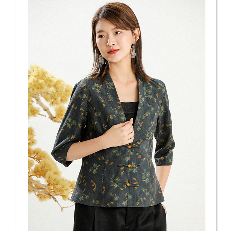 895短新款唐装改良上衣长袖中式服装裁剪图版DIY香云纱外纸样