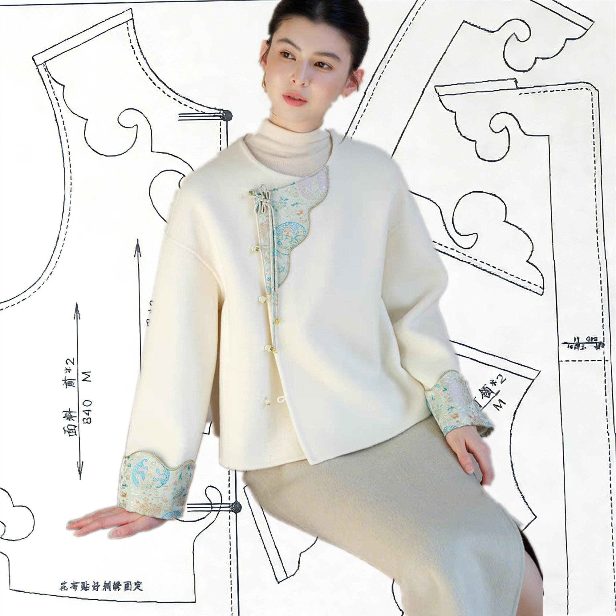 视频400双面尼羊绒大上衣裁剪图板新款落肩穿外套衬衣新中式纸样,个性定制/设计服务/DIY,工作服/校服/商务服定制/加工,淘宝优惠券,粉丝福利购,淘宝优惠卷