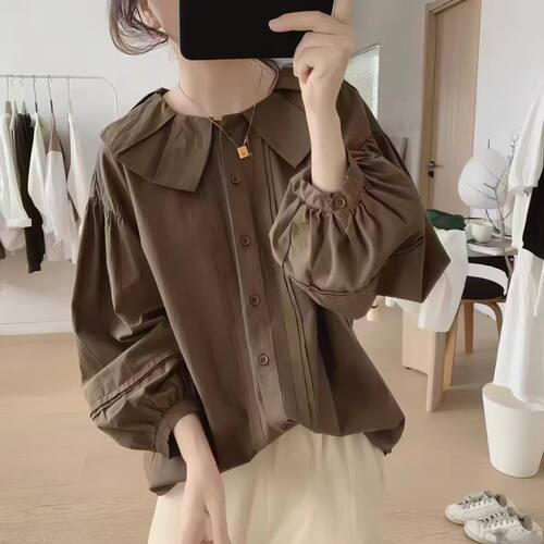 59日系宽松衬衫女年轻落肩袖衬衣做衣服装裁剪图板服装大牌纸样