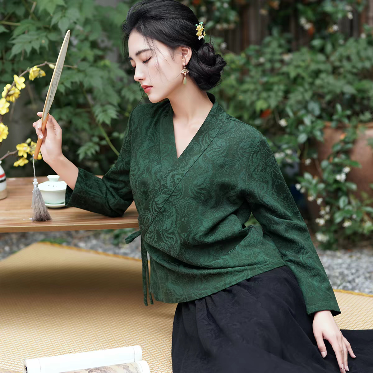 视频2008香云纱交明制领汉服衬衣裁剪纸板服装裁剪图衬衫板纸样