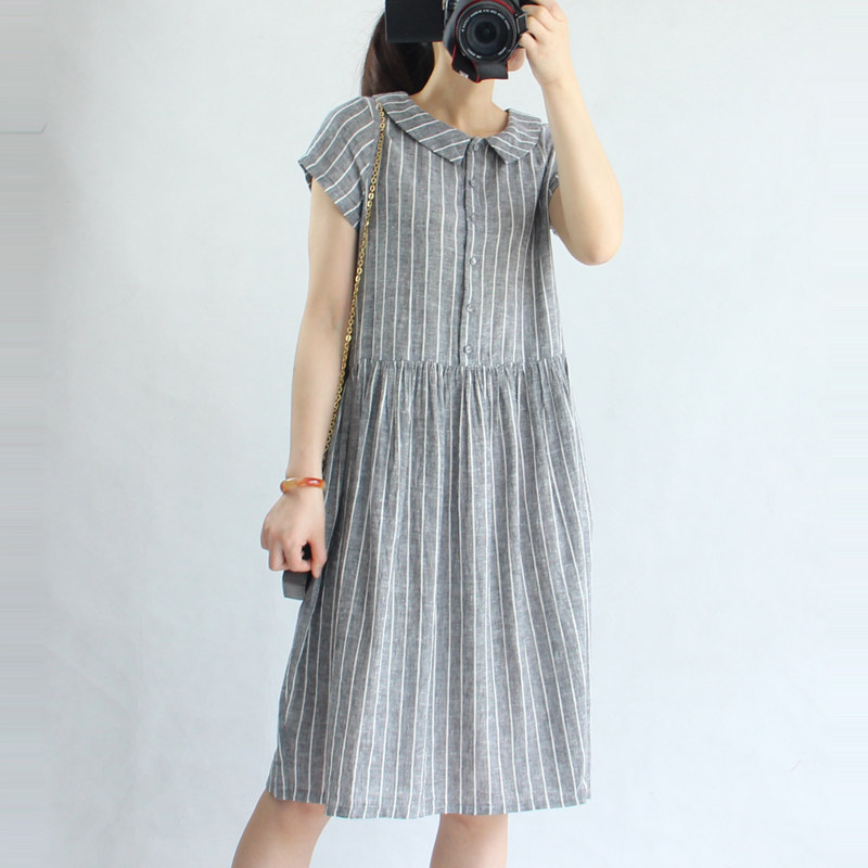视频772服装样板款棉麻娃娃领连衣裙 做衣服的裁剪板图纸纸样