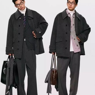 552服装男双面羊绒宽松翻领衬衫上衣外套夹克裁纸样中长风衣大衣