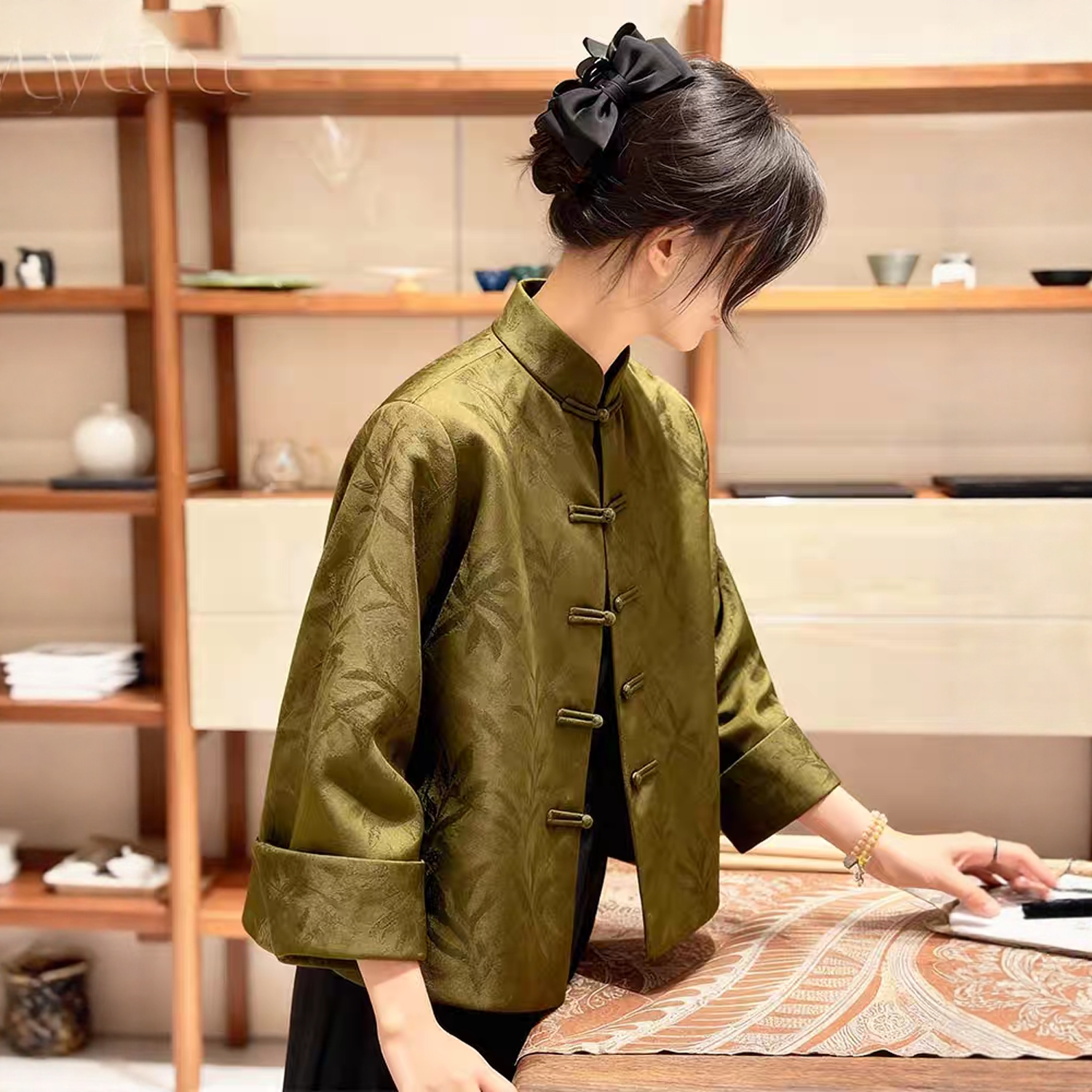 视频974茶中式棉衣秋冬棉服上衣棉袄短外套做衣服装裁剪图板纸样