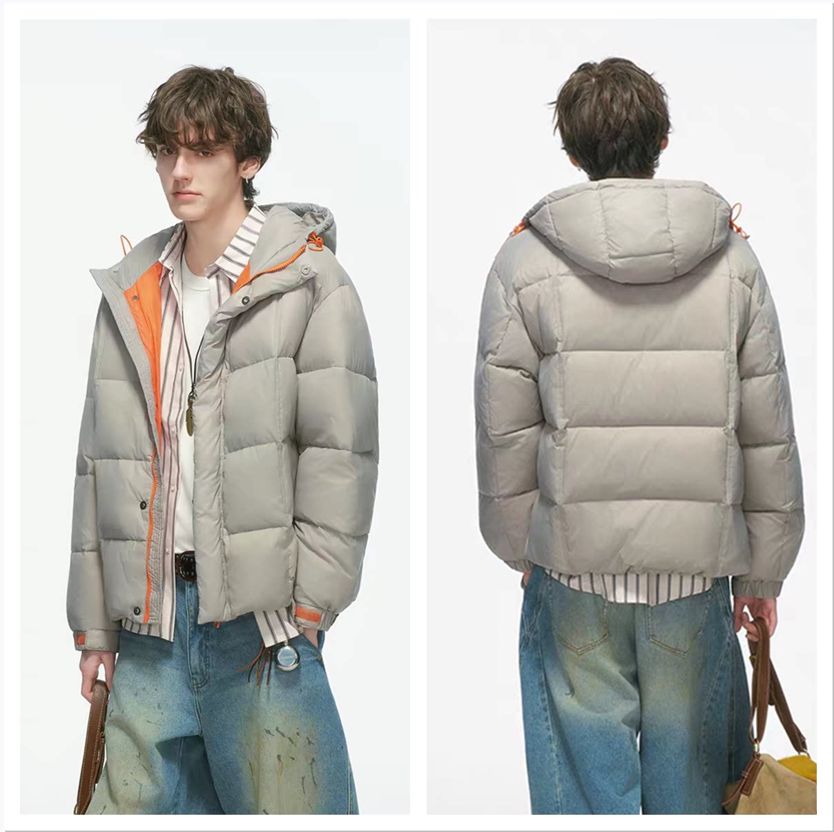 视频502休闲帽子短款纸样男式青少年通用羽绒外套裁剪羽绒服纸样