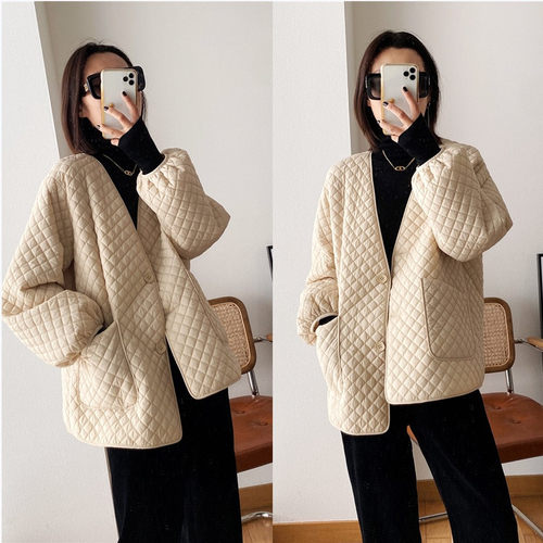 视频1612复古经典菱格棉衣棉服外套裁剪打版缝纫做衣服图样版纸样