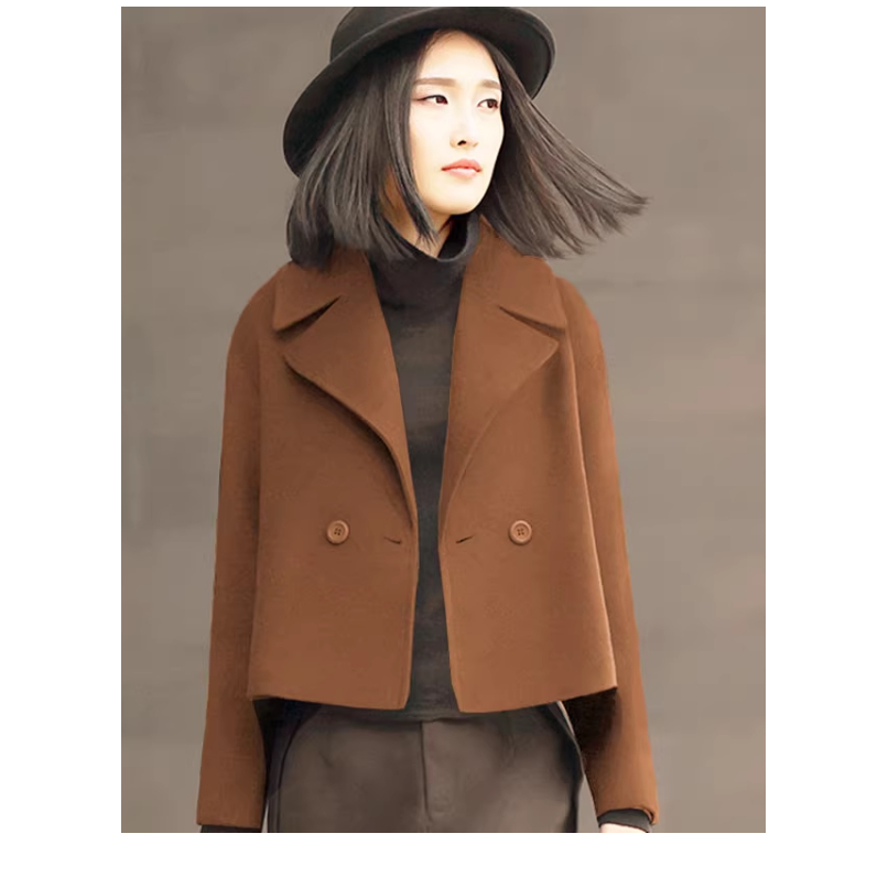 套里布款136女西装装短装羊毛尼大翻领上衣外套裁剪图纸纸样