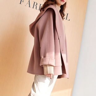 视频876双面羊绒帽子大衣中长款羊毛呢带帽外套衣服装裁剪图纸样