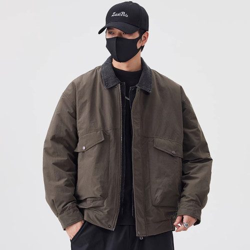 554衬衣领休闲短款羽绒棒球服纸样男装青少年羽绒外套裁剪图纸