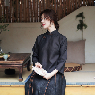 视频362改良连身袖旗袍上衣长袖衬衣服装香云纱古法裁剪图纸样