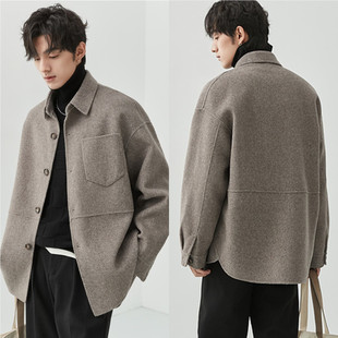 528服装男装双面羊绒宽松翻领衬衫上衣外套夹克裁纸样
