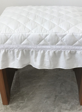 全棉夹棉款凳罩凳子套化妆凳罩 可定制长方形圆形登罩 本白色包邮