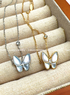 Luxury jewelry 不掉色 白玉髓蝴蝶项链 时尚百搭锁骨链女潮