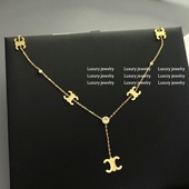 不掉色钛钢k金项链 凯旋门吊坠一圈图案锁骨链 Luxury jewelry