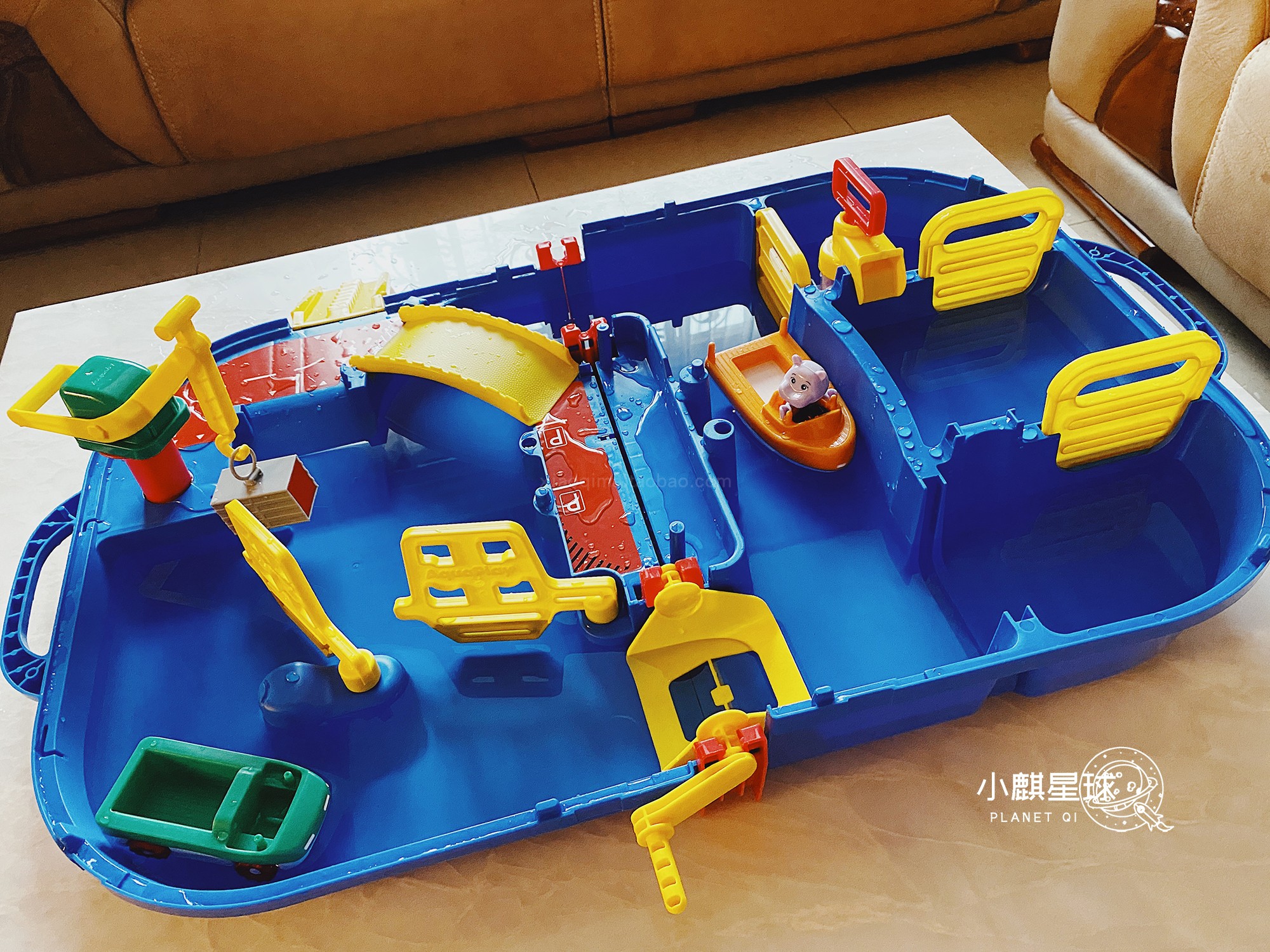 夏日来玩水~德国进口Aquaplay模拟河道便携船闸戏水玩具套装