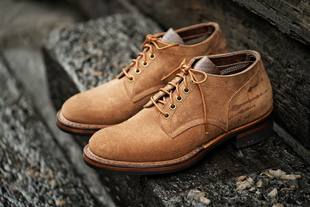 岩屋复古手工伐木靴固特异霍尔文皮野牛翻毛低帮靴工装靴