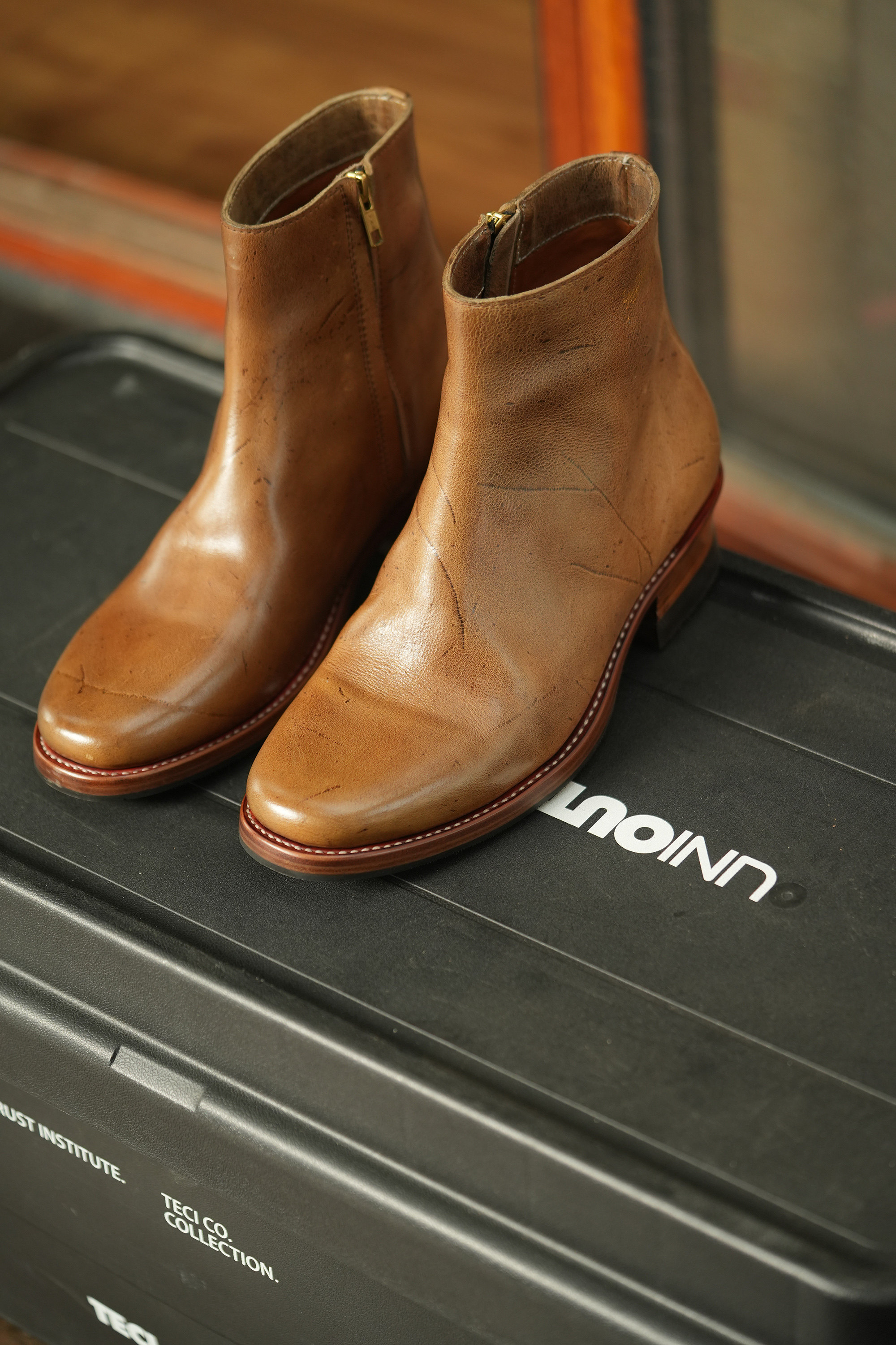 岩屋手造工装鞋机车靴拉链款切尔西靴CFS野生羚羊皮中性款男鞋V底