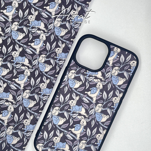 平铺动物园兔棉布面手机壳苹果小米1716pro15ultra14plus摇风原创