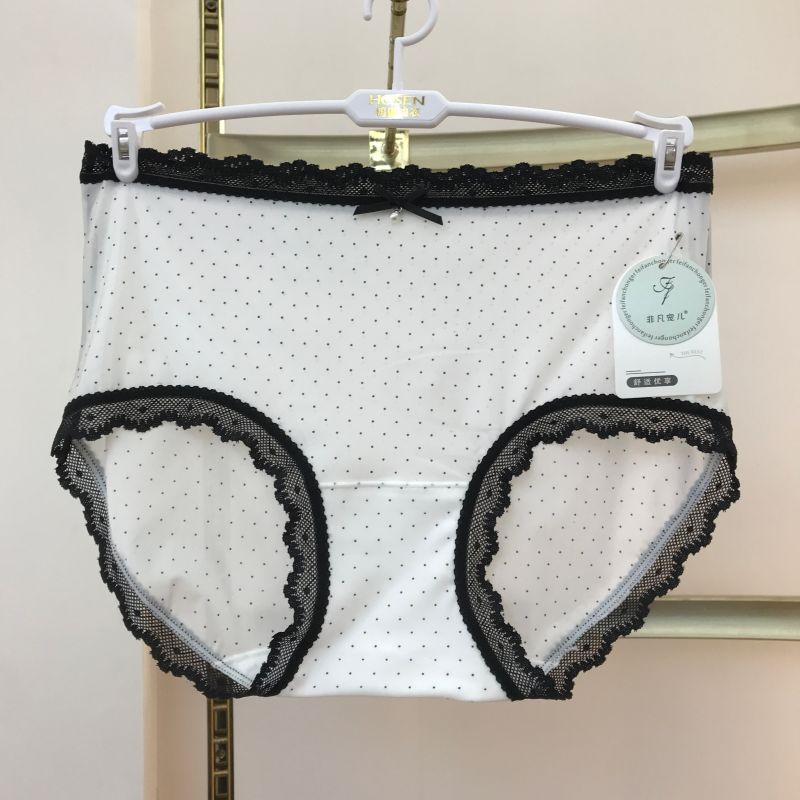 夏季中腰时尚圆点冰丝女士内裤轻薄透气抑菌棉裆部速干少女裤