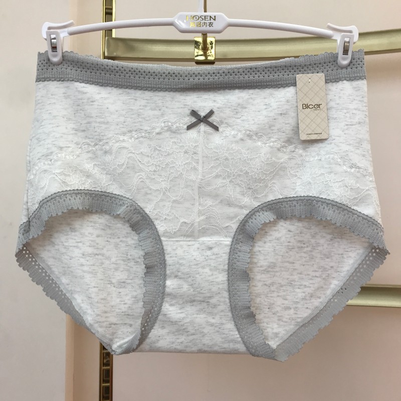 简约纯色纯棉中高腰女士内裤亲肤透气蝴蝶结时尚包臀底裤健康