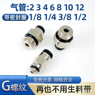 英制气管快插1 4插管螺纹直通接头2