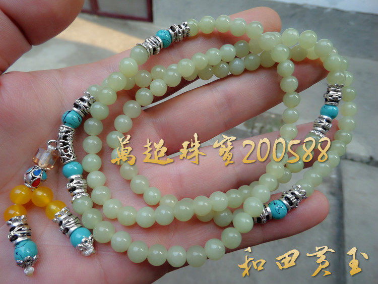 和田玉黄玉项链毛衣链手链手串念珠把玩手饰珠子 万超珠宝