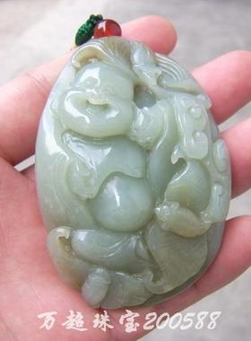 糖青玉弥勒佛珠宝把玩件