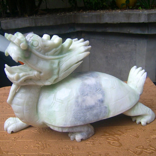 蓝田玉龙龟紫气东来居家玉器玉饰摆件瑞兽雕件古韵传统手工艺品