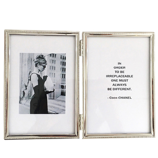 ins花纹创意欧式 卡纸双面折叠金属摆台玻璃框相架567寸810寸 美式