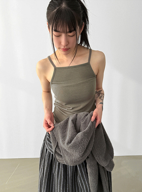 韩国代购26A/W cozy sleeveless top 设计师款纯色打底吊带背心女