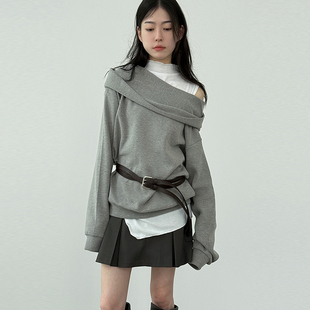 off shoulder 设计师露肩长袖 25F 卫衣 mtm hood 韩国代购 golgi