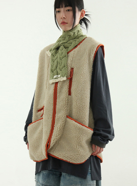 韩国代购24F/W fleece line vest (unisex) 设计师口袋摇粒绒马甲