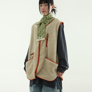 韩国代购24F/W fleece line vest (unisex) 设计师口袋摇粒绒马甲