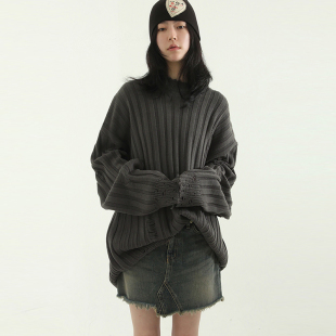 knit oversize golgi 竖纹针织破边毛衣女 damage 国内现货23S