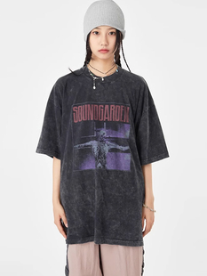 crack printing Soundgarden T恤 shirt washed 韩代Raucohouse