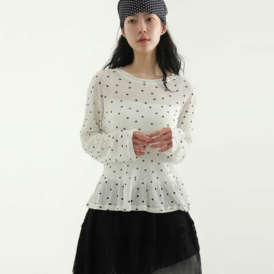 Localmansion韩代半透波点长袖T