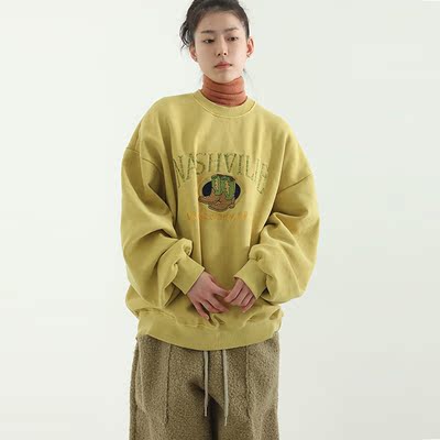 Localmansion韩代宽松刺绣卫衣