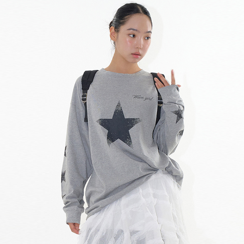 韩代Raucohouse Halo star long sleeve 星星长袖T恤上衣宽松百搭