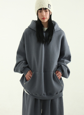韩国代购 fleece-lined soft cotton hoody (unisex)加绒帽衫卫衣
