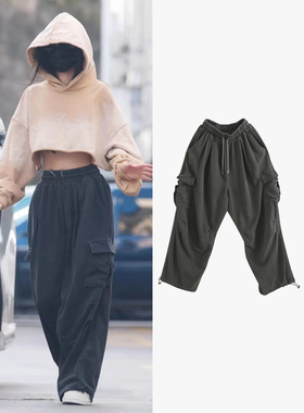 虞书欣同款韩代 pigmented cargo jogger banding pants (unisex)