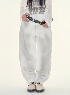 韩国代购Raucohouse Yvonne dirty white pants 做旧休闲长裤百搭