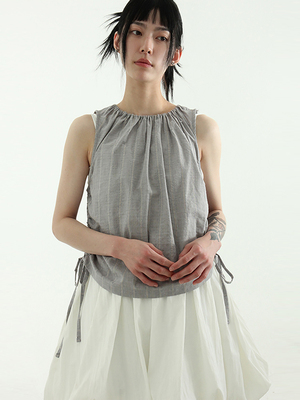 Localmansion韩代褶皱抽绳背心