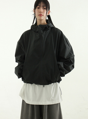 韩国代购24S/S crunched paper wind jacket (unisex) 防风夹克女