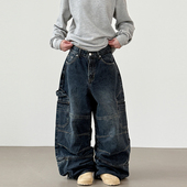 cargo 韩代25F unisex section pants 牛仔裤 denim 宽松工装