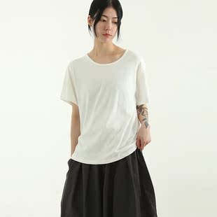 round silket neck half T恤女 国内现货23S tee设计师基础短袖