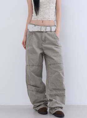 lowear韩代 aged pigment panel pants 设计师款宽松工装长裤百搭