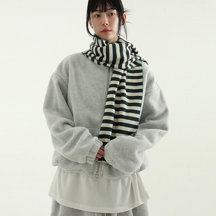 韩国代购25A/W stripe wool muffler 设计师款复古条纹围巾百搭
