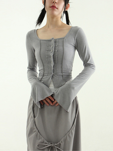 cardigan 长袖 系扣开衫 设计师款 snap neck square 24S 韩国代购