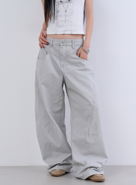 lowear韩代 panel cut wide leg pants 设计师款复古休闲长裤女